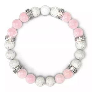 Rose Quartz & Howlite Bracelet - 8mm Natural Stones Stretches
